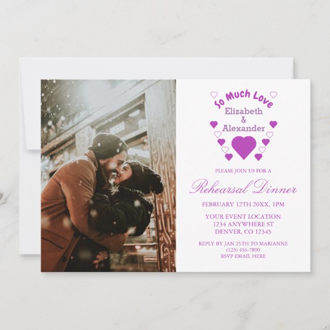 Invitation Dîner de répétition de mariage avec beaucoup d'amo (Devant)