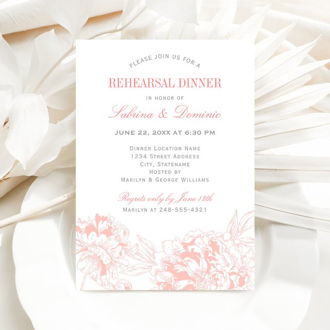 Invitation Dîner de répétition de mariage avec esquisse de pi (Créateur téléchargé)
