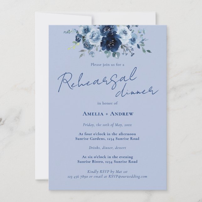 Invitation Dîner de répétition de mariage avec QR Code en écr (Devant)