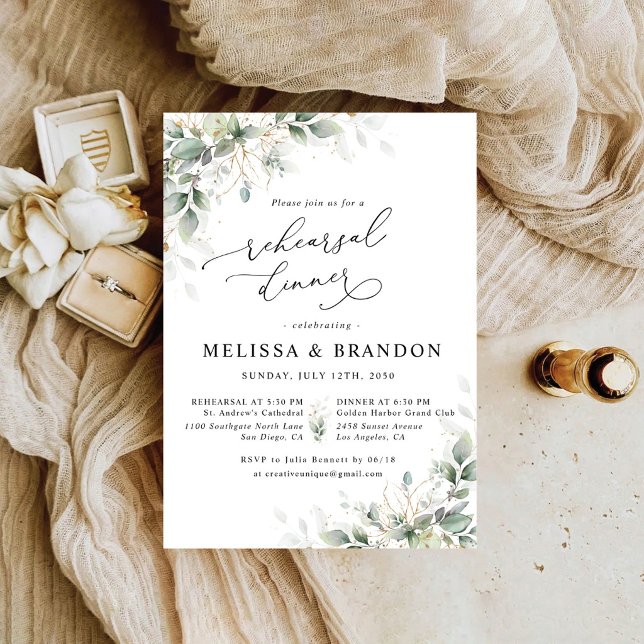 Invitation Dîner de répétition de mariage avec une verdure mi (Créateur téléchargé)