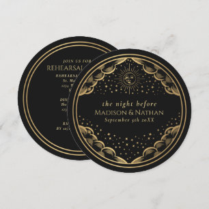 Invitation Dîner de répétition de mariage Black Tarot Soleil
