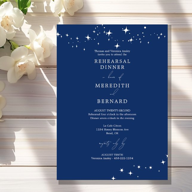 Invitation Dîner de répétition de mariage bleu élégant célest (Créateur téléchargé)