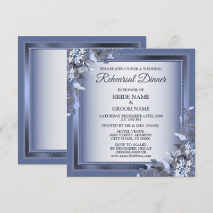Invitation Dîner de répétition de mariage bleu marine floral 