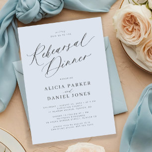 Invitation Dîner de répétition de mariage bleu poussiéreux