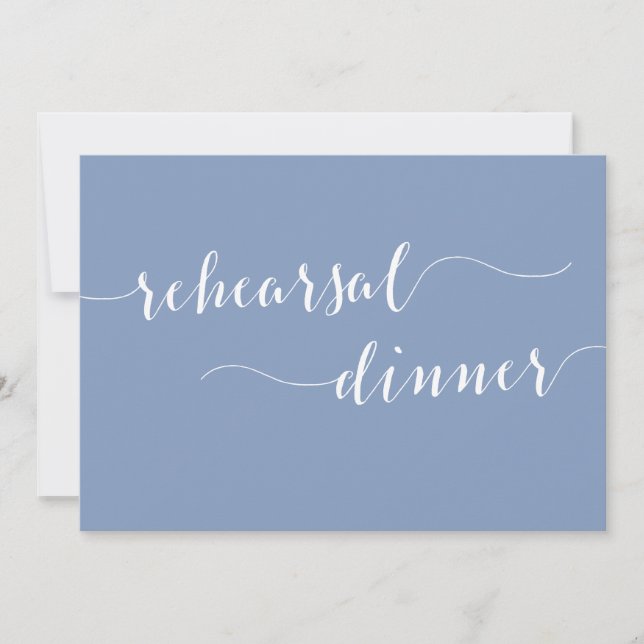 Invitation Dîner de répétition de mariage bleu poussiéreux de (Devant)