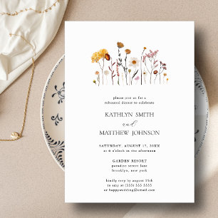 Invitation Dîner de répétition de mariage bohème aux fleurs s
