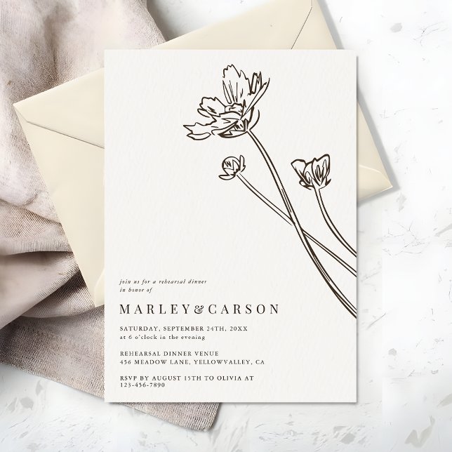 Invitation Dîner de répétition de mariage bohème moderne aux  (Créateur téléchargé)