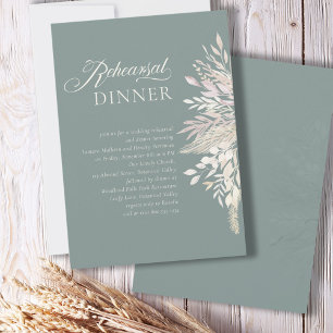 Invitation Dîner de répétition de mariage botanique vert saug