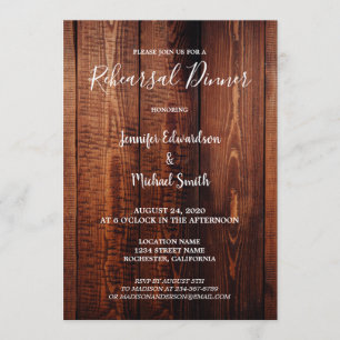 Invitation Dîner de répétition de mariage campagnard de grang