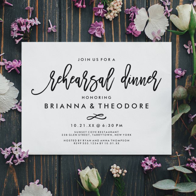 Invitation Dîner de répétition de mariage chic écrit à la mai (Créateur téléchargé)