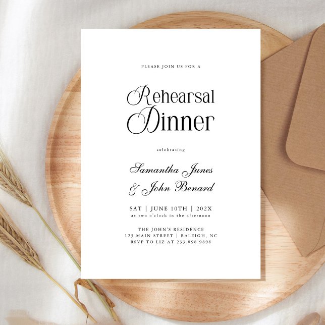 Invitation Dîner de répétition de mariage chic et moderne (Créateur téléchargé)