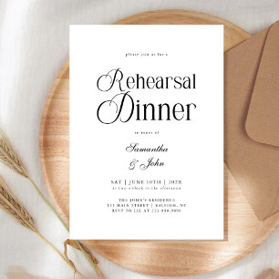 Invitation Dîner de répétition de mariage chic moderne avec é