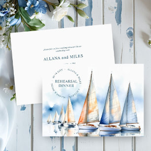 Invitation Dîner de répétition de mariage côtier avec voilier