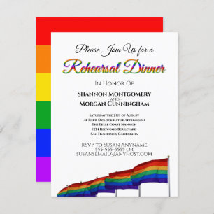 Invitation Dîner de répétition de mariage d'arc-en-ciel de