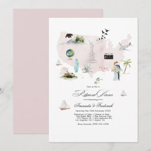 Invitation Dîner de répétition de mariage de destination aux 