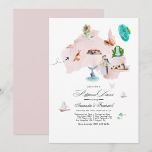 Invitation Dîner de répétition de mariage de destination en A
