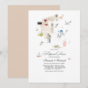 Invitation Dîner de répétition de mariage de destination en G
