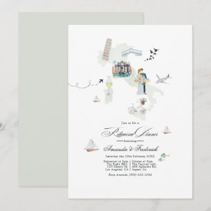 Invitation Dîner de répétition de mariage de destination en I