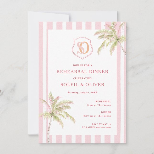 Invitation Dîner de répétition de mariage de destination trop (Devant)