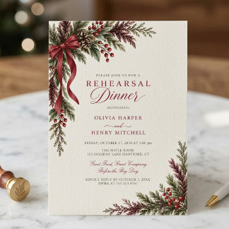 Invitation Dîner de répétition de mariage de vacances de verd