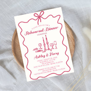 Invitation Dîner de répétition de mariage dessin à la main