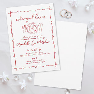 Invitation Dîner de répétition de mariage dessiné à la main e