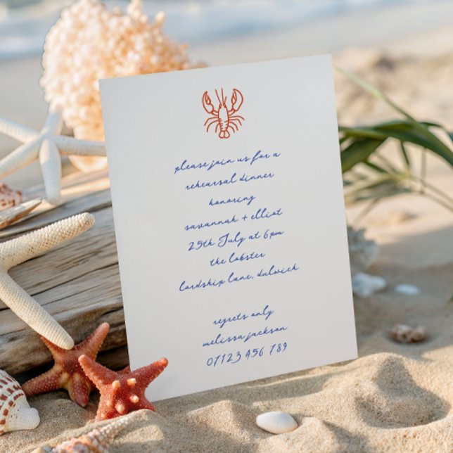 Invitation Dîner de répétition de mariage Doodle Lobster (Créateur téléchargé)