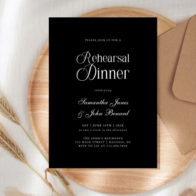 Invitation Dîner de répétition de mariage écriture chic moder (Créateur téléchargé)