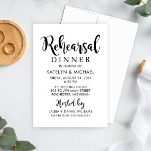 Invitation Dîner de répétition de mariage écriture moderne
