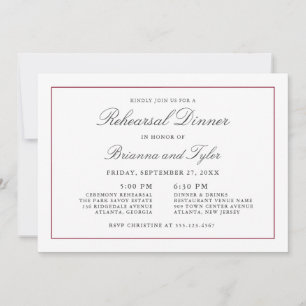 Invitation Dîner de Répétition de Mariage Élégance Simple Cla
