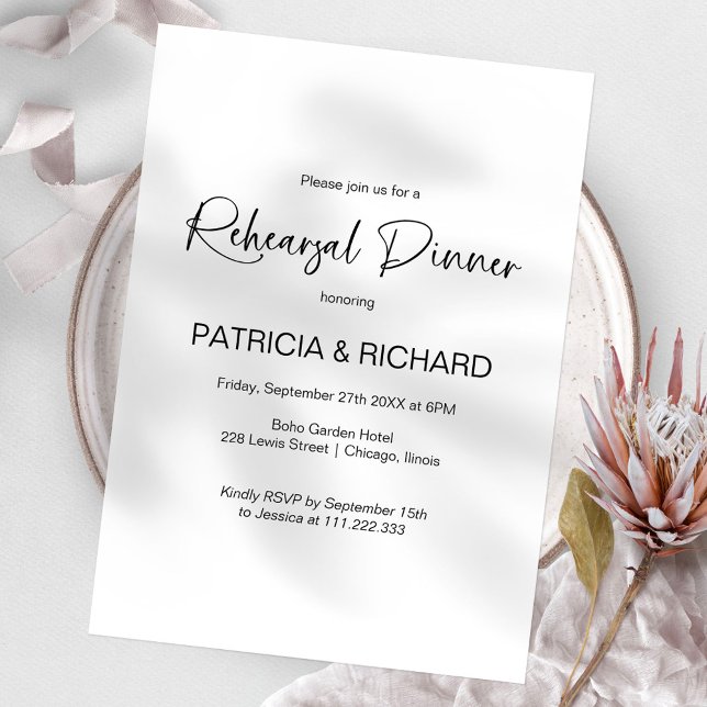 Invitation Dîner de répétition de mariage élégant (Créateur téléchargé)