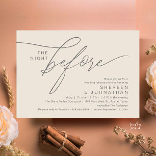 Invitation Dîner de répétition de mariage élégant crème gris 