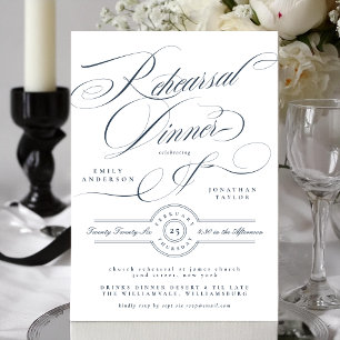Invitation Dîner de répétition de mariage élégant de classe b
