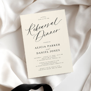 Invitation Dîner de répétition de mariage élégant et crémeux