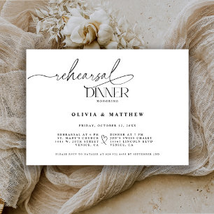 Invitation Dîner de répétition de mariage élégant la veille