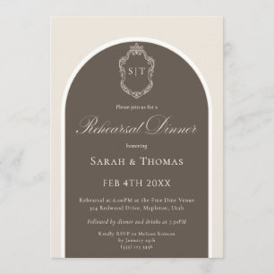 Invitation Dîner de répétition de mariage élégant Monogram Mo