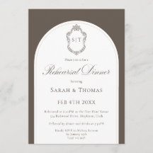 Dîner de répétition de mariage élégant monogramme