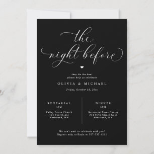 Invitation Dîner de répétition de mariage élégant noir