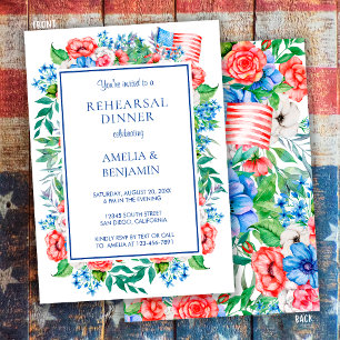 Invitation Dîner de répétition de mariage élégant rouge blanc