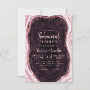 Invitation Dîner de répétition de mariage en agate géode or r