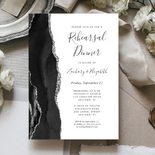 Invitation Dîner de répétition de mariage en Agate Noir Argen