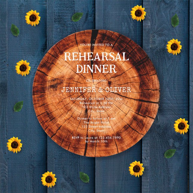 Invitation Dîner de répétition de mariage en bois rustique co (Créateur téléchargé)