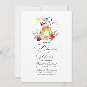 Invitation Dîner de répétition de mariage Evergreen Winter Pi