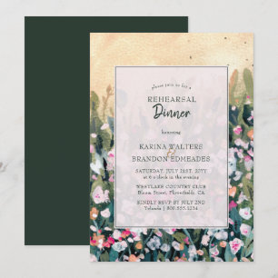 Invitation Dîner de répétition de Mariage Fleur sauvage peint