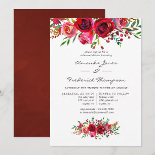 Invitation Dîner de répétition de mariage floral aquarelle
