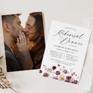 Invitation Dîner de répétition de mariage floral automnal rus