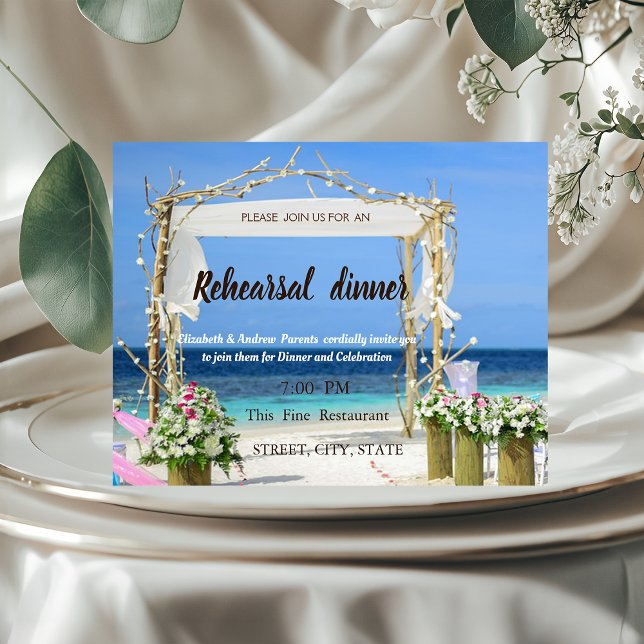Invitation Dîner de répétition de mariage floral Beach Arbor (Créateur téléchargé)