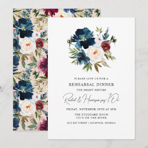 Invitation Dîner de répétition de mariage floral borde et mar