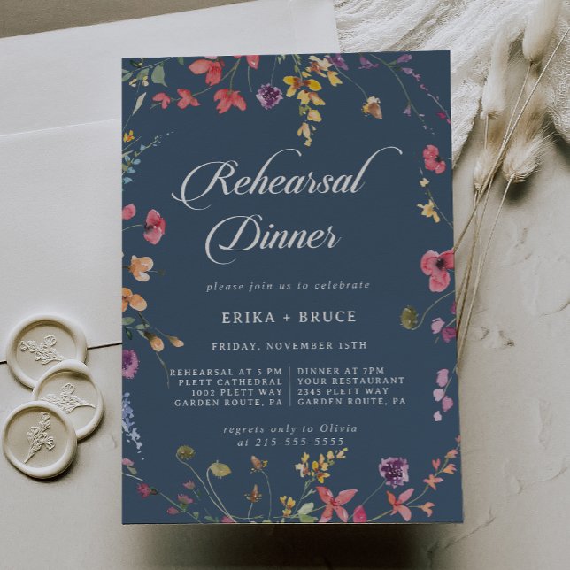 Invitation Dîner de répétition de mariage floral botanique él (Créateur téléchargé)
