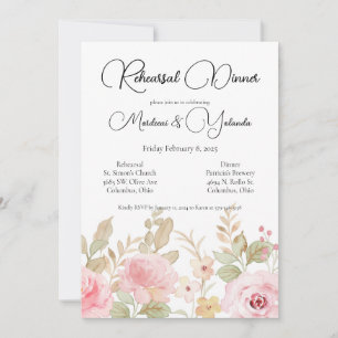 Invitation Dîner de répétition de mariage floral élégant